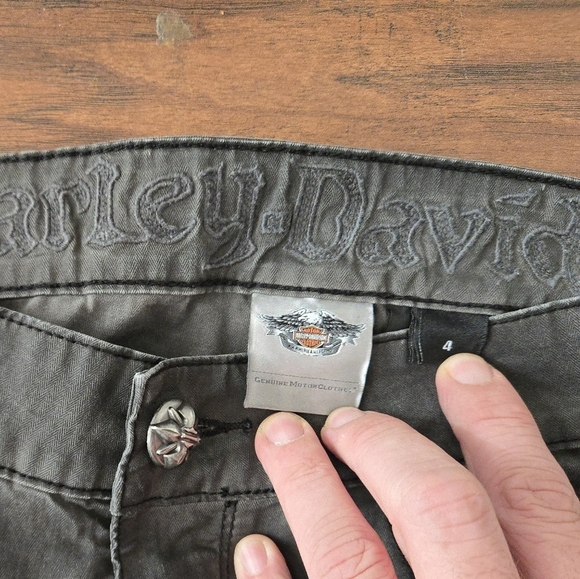 Harley Davidson Side Clasp Skinny Pants Dark Gray Womens Size 4 - Picture 3 of 6